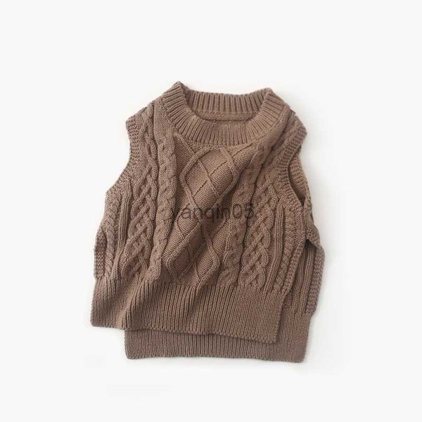 Pullover 2023 Frühling Herbst Neue Baby Jungen Weste Pullover Mode Infant Mädchen Baumwolle Gestrickte Ärmellose Tops Kleinkind Feste Kleidung HKD230719