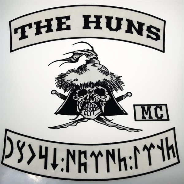 NEU ANKUNFT The HUNS bestickter MC-Patch für Biker-Weste, Lederjacke, Weste-Patch, großes Abzeichen 224D