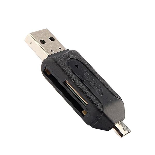 10pcs çok evrensel kart okuyucu telefon pc kartı okuyucusu mikro usb flash otg tf sd bellek 2 1 inç çift telefon için compute269j