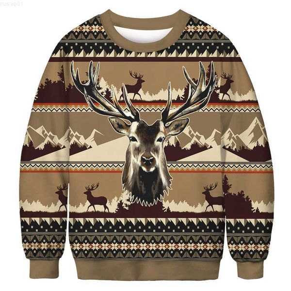 Erkek Sweaters Erkek Kadın Ren Geyiği Çirkin Noel Sweaters Unisex Noel Külot Yeni Yıl Arifesi Tatil Partisi Noel Giyim 2022 Komik Jumper L230719