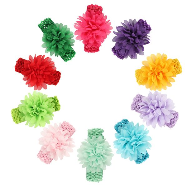 Faixa de cabelo para bebê Faixa de cabelo de malha para bebê Chiffon Flor grande Acessórios para o cabelo