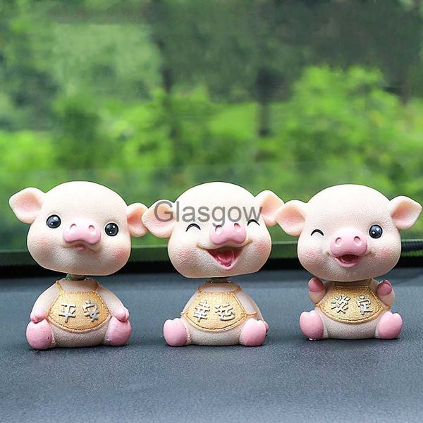 Decorações de interiores Enfeites de carro Bonito Resina Shake Head Pig Boneca Adorável Auto Dashboard Brinquedos decorativos Crianças Presente Home Desktop Decoração Móveis x0718