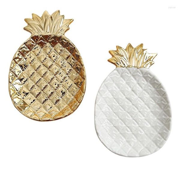 Ciotole Piatto in ceramica creativo Nordic Modern Pineapple Gold Vassoio Ornamenti Storage Desktop Decoration