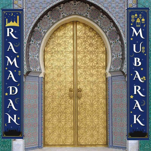 Eid Mubarak Porta Portico Banner Appeso Ghirlanda Bandiera Musulmano Islamico EID Ramadan Kareem Festive Home Decor242Y