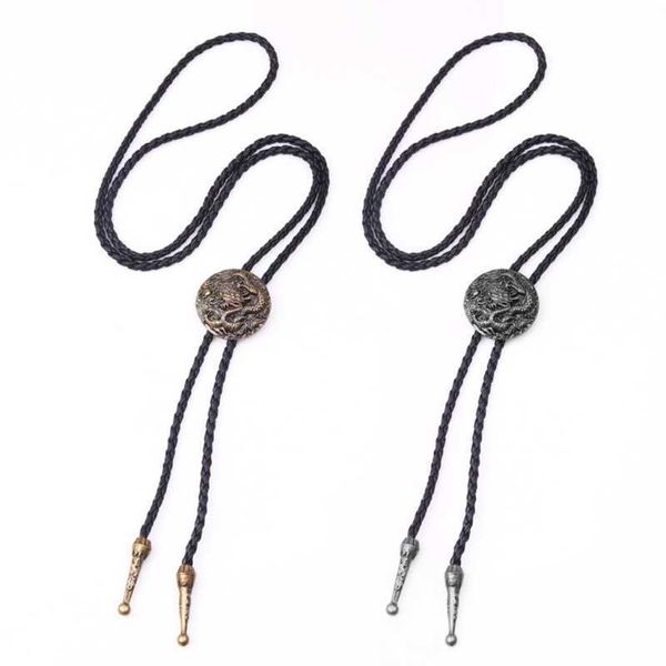 Bolo Ties Bolo Tie for Men Cravatta da cowboy fatta a mano in stile cinese con decorazioni drago in rilievo HKD230719