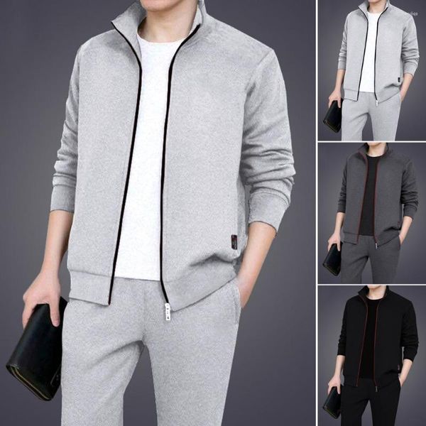 Set da corsa Moda Tute larghe Abbigliamento sportivo Giacche Pantaloni Due pezzi Tuta da jogging maschile solida Abiti da uomo Abbigliamento da palestra Fitness