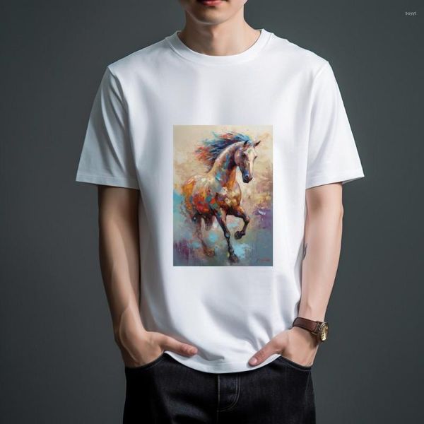 Camisetas Masculinas WSFEC S-4XL 2023 Moda Camisa de Algodão Puro Para Homens Manga Curta Animal Pintura Tema Padrão Verão Top Personalizado Atacado