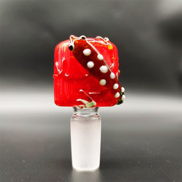 2023 Wig Wag 14mm Thige Thick Piece Bong Glass Slide Water Pipes Cream Round Red Gecko Heady Slides Tigelas Coloridas Masculino Acessório para Fumar