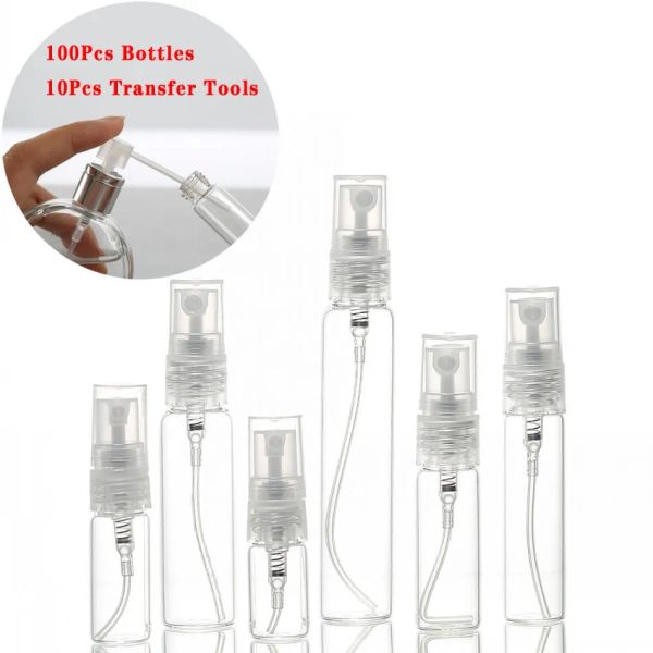 Botella de Spray de vidrio transparente de grado superior, atomizador, botella de Perfume recargable, Vial de niebla fina, contenedor de regalo de muestra cosmética vacía