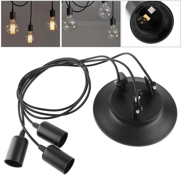 Lâmpadas pingente vintage retrô industrial teto edison luz filamento lâmpada lustre iluminação com 3 cabeças para lâmpada e27