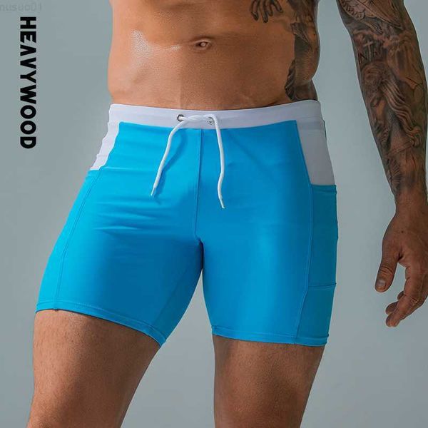 Shorts Masculino Heavywood Verão Calção de Banho Masculino Secagem Rápida Boxer Esportes Casuais À Prova D' Água Praia Boxer Bolsos Drstring Calças Hot Spring L230719