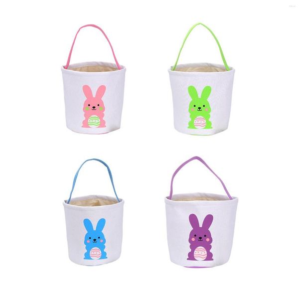 Confezioni regalo Cesto portaoggetti per bambini Pasqua Cestini accessori Portatile durevole con manico Borsa da caccia per regali Decorazione uova