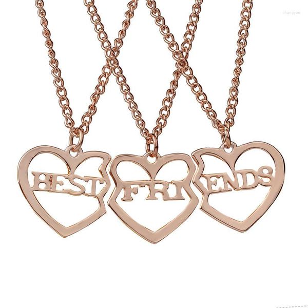 Anhänger Halsketten 3 Teile/satz Freundschaft Geschenk Für Mädchen Herzförmige Hohl Brief Freunde Für Immer BFF Mode Schmuck