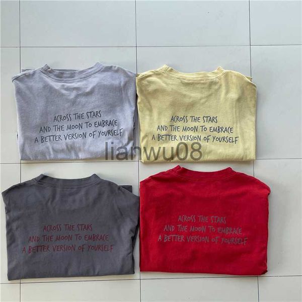 T-shirt cervo jonmi 2023 primavera nuovo stile coreano bambini magliette casual allentate lettere stampate unisex bambini manica lunga pullover top x0719