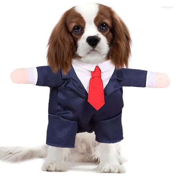 Vestuário para cães roupas pequenas duráveis para cães smoking terno para festa de casamento com gravata borboleta vermelha traje formal para