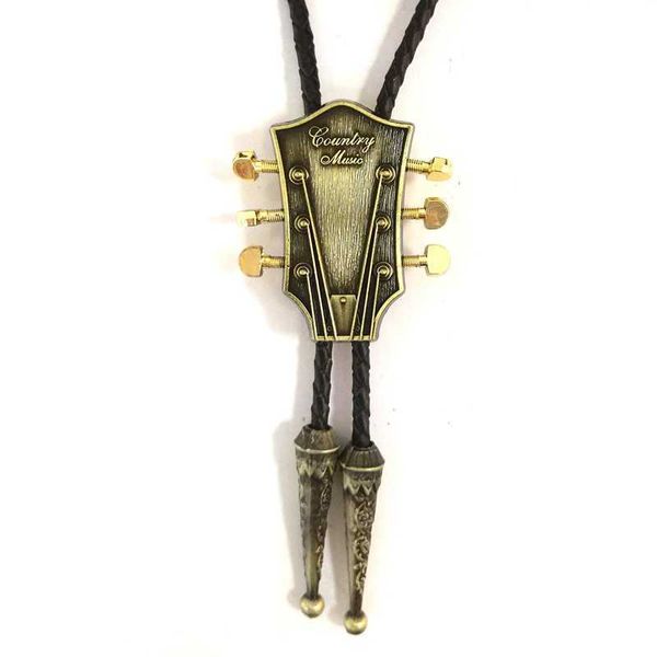 Bolo Ties Country Music Guitar Handmade Bolo Ties for Men Western Cowboy Novità Cravatta Compleanno Natale Accessori regalo per gli ospiti di nozze HKD230719