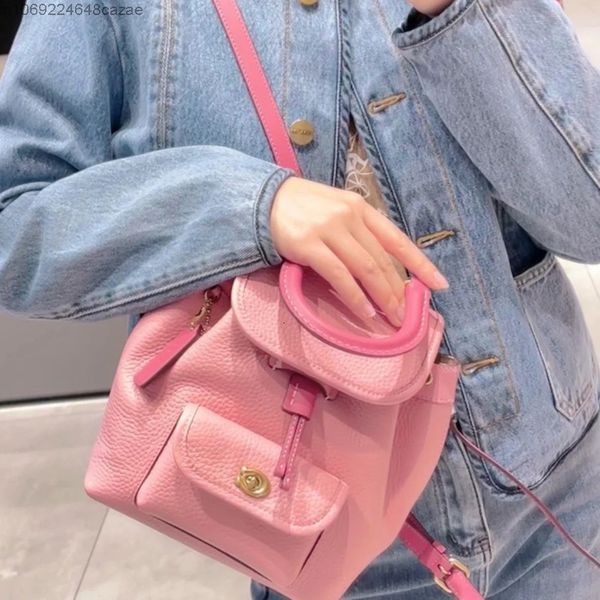 Sacos escolares doce rosa mini mochila pu fivela de couro bolsa de ombro y2k portátil bolsa feminina portátil bolsa de corpo cruzado coreano saco bonito 230718