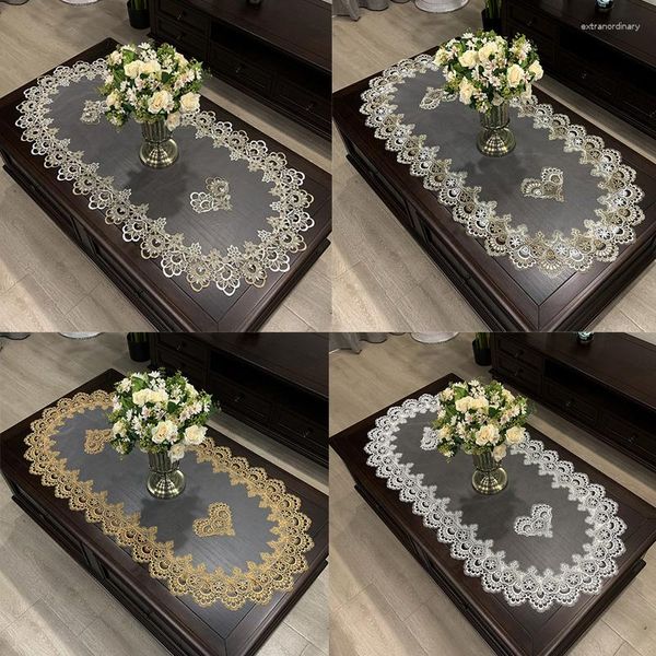 Toalha de mesa retrô tv capas de armário oval tapete de sala de estar bordado chá corredor de jantar renda elegante decoração de casa