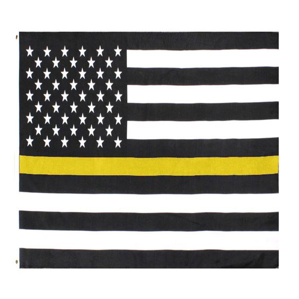 3x5Fts Thin Yellow Line flag Gold Emergency Dispatchers Truck Tow Drivers Recovery Pubblica sicurezza Guardie di sicurezza Loss339b