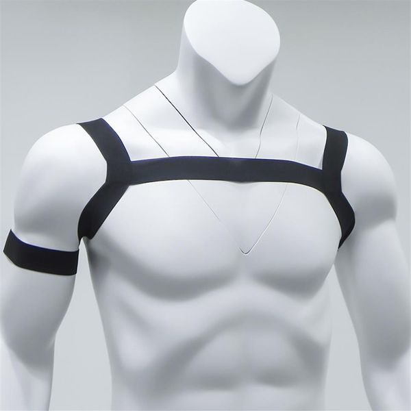 Mens Lingrie Regolabile Costumi sexy maschili Body Chest Harness Belt Gay Bondage Spalla elastica Supporto muscolare Brace Night Perform231h