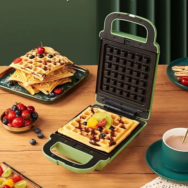 1-teiliger elektrischer Sandwichmaker, 6-in-1-Mini-Waffeleisen, Waffeleisen mit abnehmbaren Platten, belgischer Waffeleisen