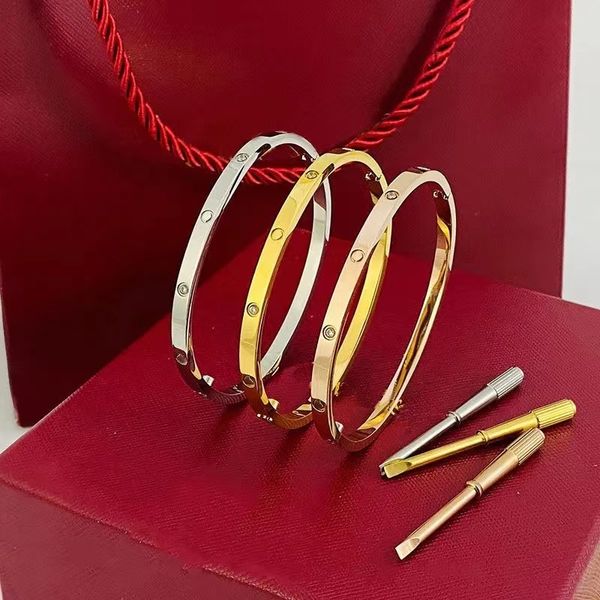 Любовь винтовой браслет модельер -дизайнер манжета роскошный модный браслет 18k золотой титановый стальной бриллиант для женщин мужские ногтя.