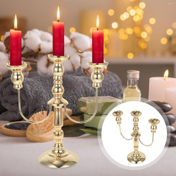 Castiçais Suporte Pilar Velas Suporte Ornamento Criativo Castiçal de Ferro Centro de Mesa Dourado