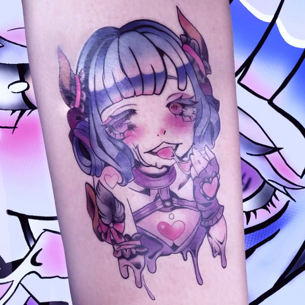 Anime Girl Impermeabile Tatuaggio Temporaneo Adesivo Femminile Design Misto Fiore Braccio Tatuaggio Finto Cute Sexy Art Tatouage Adesivo