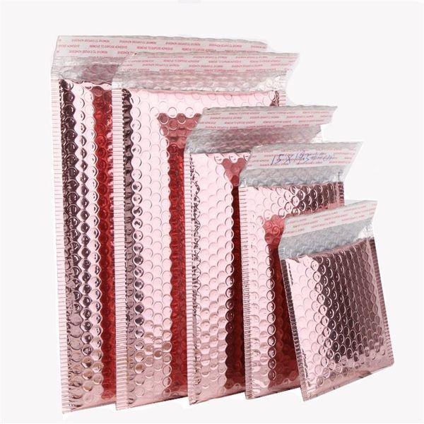 Sacos de envelope de espuma de ouro rosa com selo automático Envelopes acolchoados com bolhas de folha de alumínio com poli mailer Mailing Bag216o