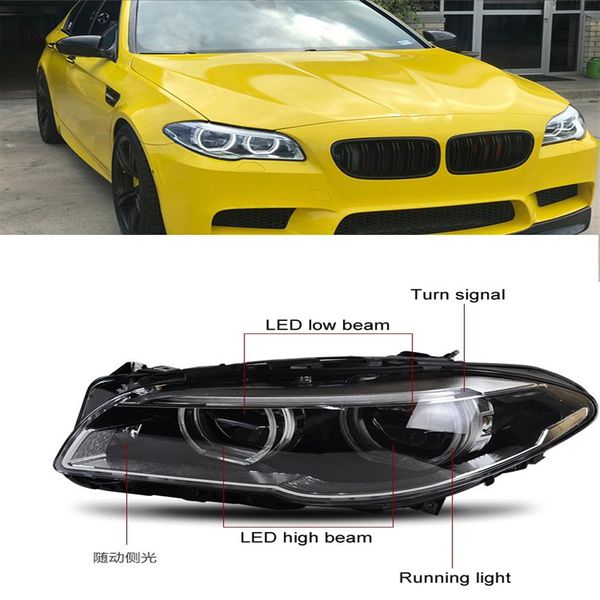 Parti di automobili LED Fari di Montaggio Per BMW F10 F18 520i 525i 530i 535i DRL Segnale di Girata Lente Abbagliante Del Faro 2010-16283c