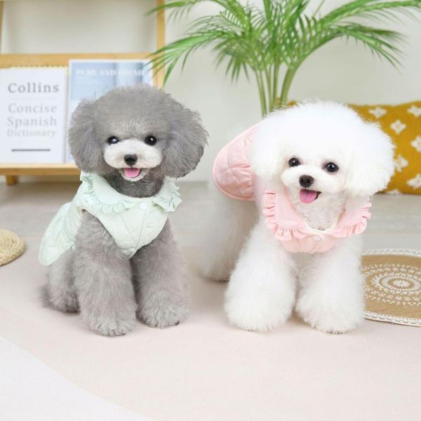 Vestuário para cães Lingge Traction Cotton Saia Plus Clothing Moda Fofo Animal de Estimação Vestido de Princesa para Cães Pequenos