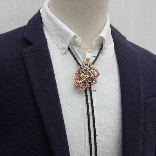 Cravatte Bolo Cravatta bolo con ingranaggi in lega steam punk dal design originale per uomo personalità cravatta al collo bolotie accessorio di moda HKD230719
