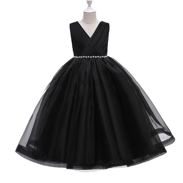 Abiti per bambini Bambini eleganti lunghi abiti da ballo in tulle 2023 New Girl Princess Dress Teen Wedding Costume da damigella d'onore 3-12 anni