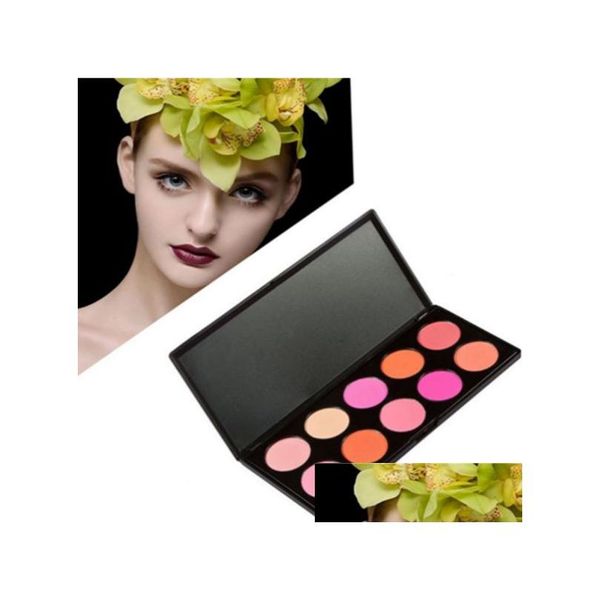 Blush hochpigmentiert 10 Farben Gesichtsrouge Kontur individuelles Logo Make-up-Palette Großhandel Gesichtspuder Drop Lieferung Gesundheit Schönheit Dhf7O