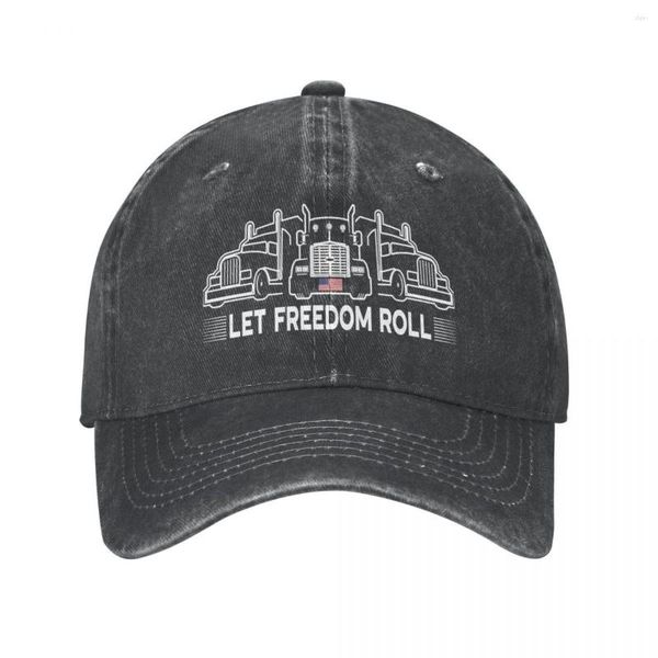 Bonés de bola Truckers For Freedom 2023 | Chapéu de caubói Let Roll com bandeira americana Trucker Convoy Tr