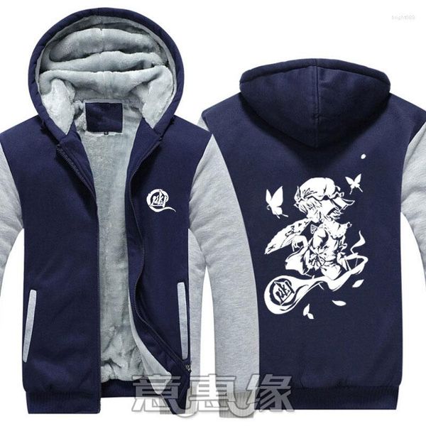 Herren Hoodies Winter Anime TouHou Projekt Hoodie Hakurei Reimu Cosplay Mantel Jacke Männer Warme Dicke Zipper Sweatshirts