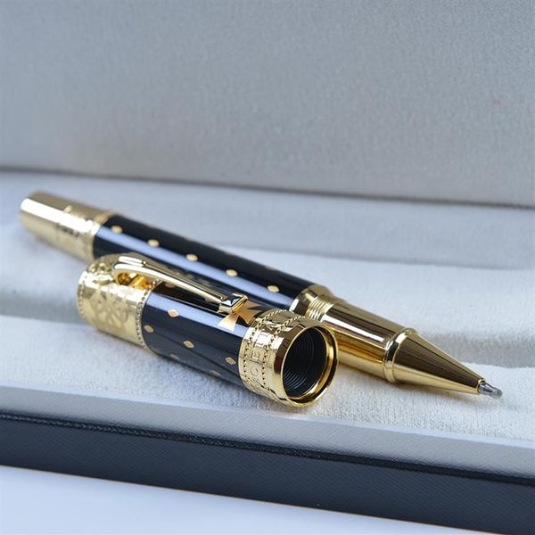 Canetas de luxo YAMALANG edição limitada caneta Elizabeth Rollerball preto dourado prata material de escritório comercial com diamante e serial252a