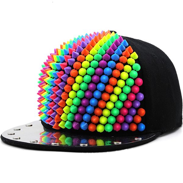 Top Caps Yetişkin Hip Hop Punk Rock Full Spike Studs Perçinleri Kadın Kapaklar Erkek Boy Serin Düz Tepeli Beyzbol Şapkaları 230719