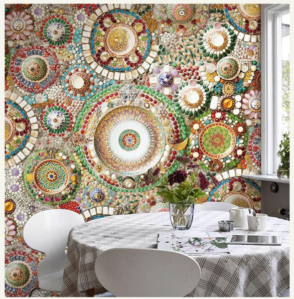 Wallpapers Est 8d Abstract WallPaper Brick 3D Europe Flower Po Wall Paper Sticker per soggiorno che copre l'arredamento