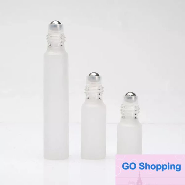 10 ml 5 ml 3 ml Parfümrolle auf Glasflasche, mattiert, klar, mit Metallkugelrolle, Fläschchen für ätherische Öle im Großhandel