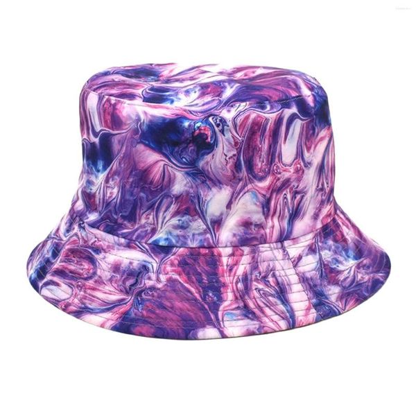 Berretti Dipinti Tie Dye Cappello da pescatore Uomini e donne Double Sided Wear Fashion Leisure Outdoor Protezione solare Cappelli da spiaggia per pieghevoli