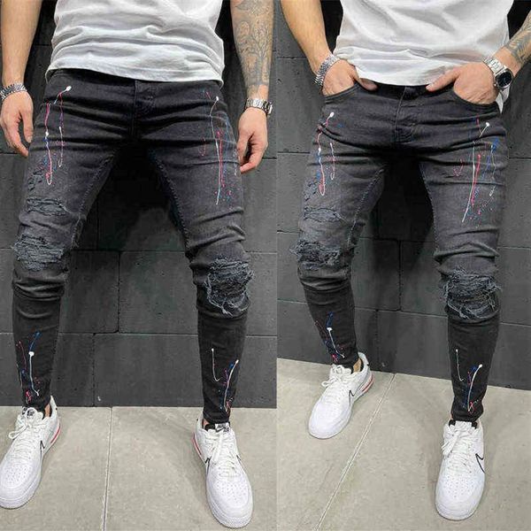 2020 2 estilos masculino jeans skinny bolso grande com zíper fino jeans de alta qualidade casual esporte espartilho jeans M-3XL H1116295Y