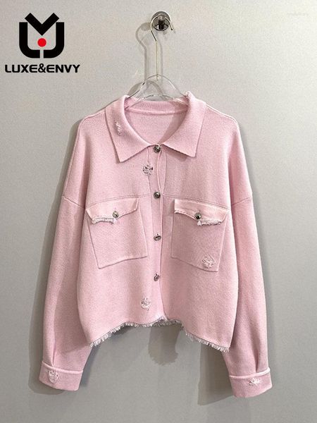 Abiti da donna LUXEENVY Jennie's Same Style Small Fragrance Pink Tassel Coat Women Minority 2023 Spring Casual Jacket Top Trend