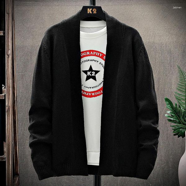 Camisolas Masculinas Marca Moda Masculina Cardigã Cor Sólida Estilo Coreano Masculino Malha Quente Preto Vermelho Primavera Outono Inverno Roupas Tamanho M-3XL