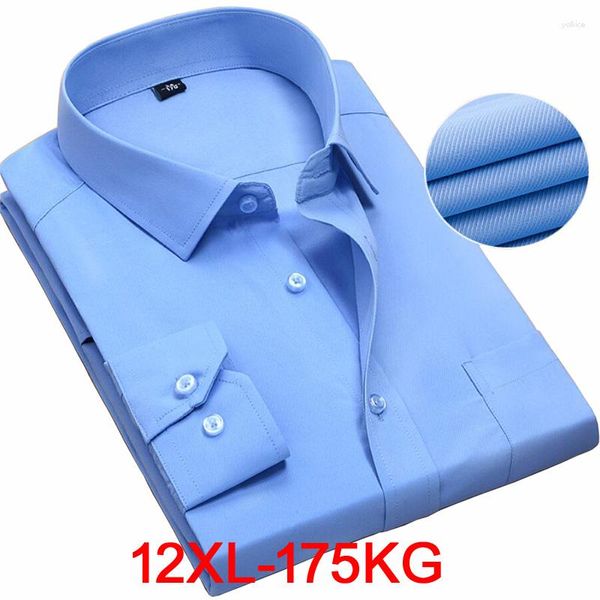 Camisas masculinas Camisas de outono Camisa de mola dos bolsos dos homens PLUS PLUS TAMANHO 8XL 9XL 10XL 12XL Office de trabalho formal Business Oversize Cotton Blue Pink