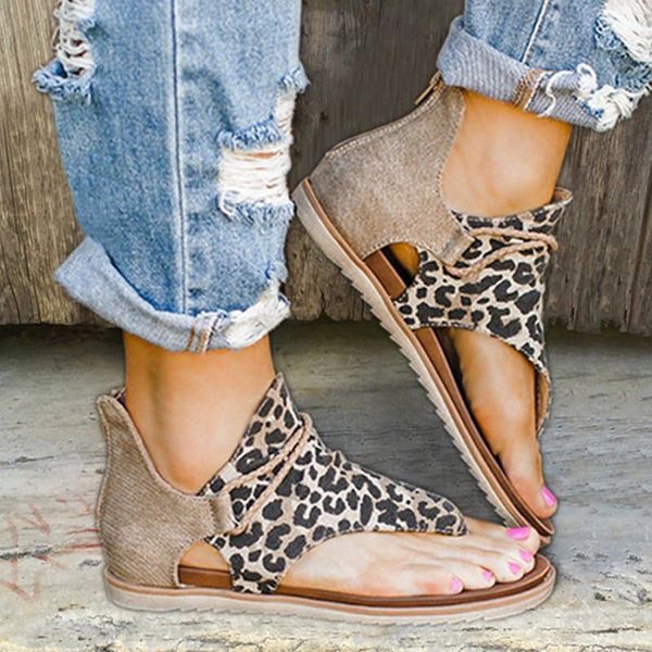 Sapatos de verão feminino impressão leopardo