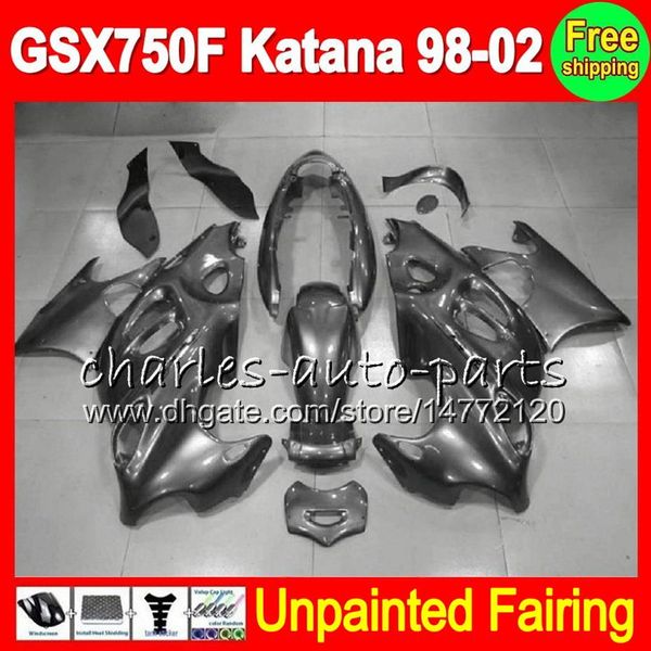 8Gifts Unlackiertes Vollverkleidungsset für Suzuki GSX750F Katana GSX 750F GSXF750 98 99 00 01 02 1998 1999 2000 2001 2002 Verkleidungskörper322o