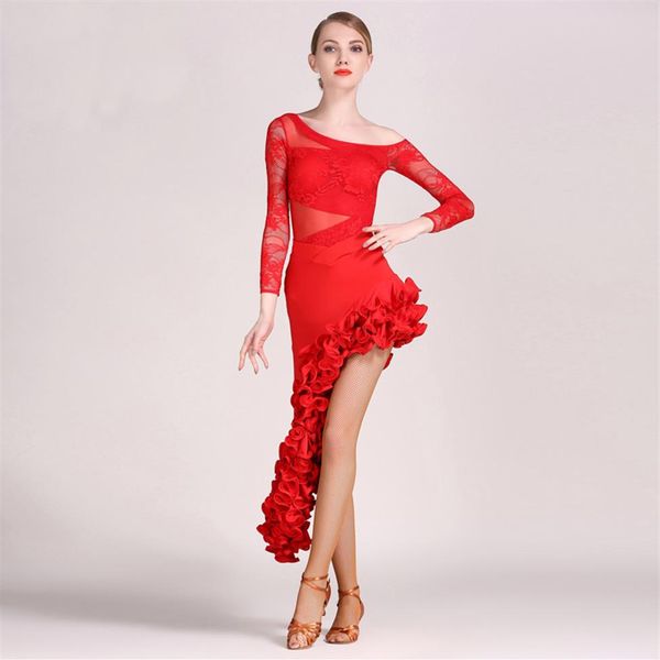 3 цвета кружевные женщины латинское платье латино -танцевальное платье сальса сальса