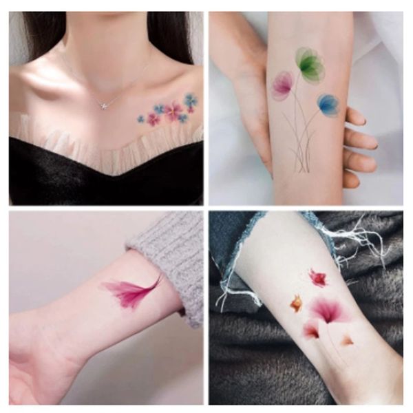 30 Stück Kirschblüten-Serie Tattoo-Aufkleber, kleine frische Tattoo-Aufkleber, Traumblumen, temporäre ästhetische Kunst-Tattoo-Aufkleber