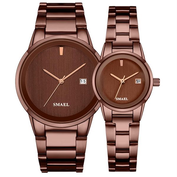 Oferta de relógios da marca SMAEL Set Couple LUXURY Classic relógios de aço inoxidável esplêndidos gent lady 9004 à prova d'água fashionwatch208R